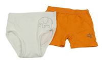 2set - Oranžové boxerky s žirafou + smetanové slipy se slonem