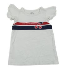 Biele tričko s pruhmi a třešněmi OVS