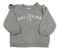 Sivá mikina s nápisom a volánikmi H&M