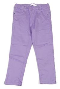 Lila plátenné elastické capri nohavice Name it