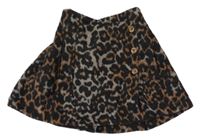 Čierno-sivo-hnedá vlnená sukňa s leopardím vzorom Next