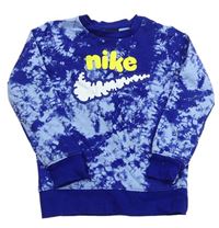 Modro-svetlomodrá vzorovaná mikina s logom Nike