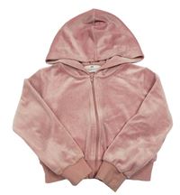 Svetloružová zamatová prepínaci crop mikina s kapucňou H&M