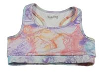 Růžovo-lila vzorovaný sportovní crop top Nutmeg