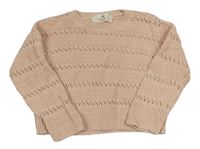 Svetloružový perforovaný crop sveter H&M