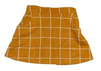 Okrová kockovaná úpletová sukňa Nutmeg