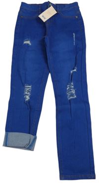 Modré skinny rifle s vyšúchaním LIPSY LONDON