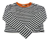 Čierno-biele pruhované crop tričko H&M