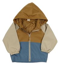 Hnedo-modrá šušťáková jarná bunda s kapucňou H&M