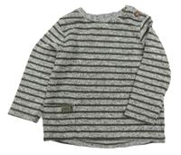 Šedo-khaki pruhované úpletové tričko F&F