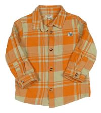 Oranžovo-béžová kostkovaná košile s kapsou River Island