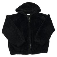 Černá kožešinová podšitá bunda s kapucí F&F