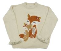 Smetanový chlupatý svetr s liškou C&A