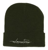 Khaki pletená čepice s nápisem 