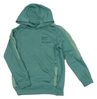 Zelená športová mikina s nápisom a kapucňou George