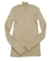 Béžové rebrované úpletové tričko Tu