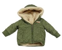 Zelená šusťáková zateplená oboustranná bunda s kapucí Noppies