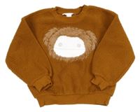 Hnedá huňatá mikina s opicou H&M
