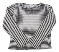 Béžovo-čierne pruhované crop rebrované tričko Zara