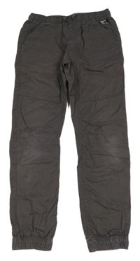 Tmavošedé plátěné cuff kalhoty Yigga