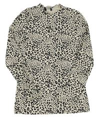 Krémovo-čierne rebrované tričko s leopardím vzorom George