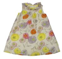 Smotanové kvetované šifónové šaty s volánikom Rocha John Rocha