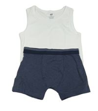 2set - bílý nátělník + tmavomodré boxerky