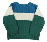 Modro-bielo-zelený sveter Zara