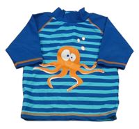 Tmavomodro-svetlomodré pruhované UV tričko s chobotnicí Mini Mode