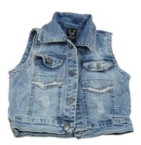 Svetlomodrá rifľová vesta