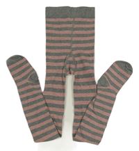 Šedo-růžové pruhované punčocháče