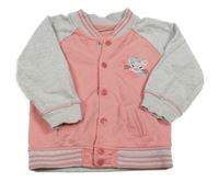 Ružovo-svetlosivá prepínaci baseballová mikina s mačičkou Ergee