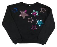 Čierna mikina s hvězdami z flitrů Tu