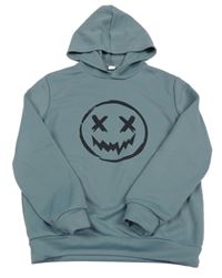 Šedomodrá mikina so smajlíkom a kapucňou Shein