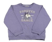 Fialová mikina s jednorožcem a nápisy C&A