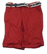 Vínové 3/4 nohavice s opaskom