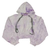 Lila batikovaná crop mikina s kapucňou