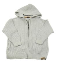 Světlešedý žebrovaný propínací svetr s kapucí Next