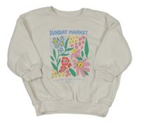 Biela mikina s kvetmi a nápismi George