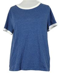 Dámské tmavomodré tričko s bílým lemem H&M