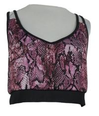 Dámsky čierno-vínobý vzorovaný športový crop top Athletic Works