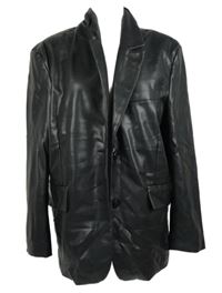 Dámský černý koženkový kabát Bershka 