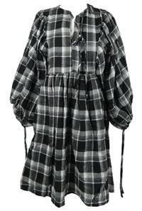 Nové - Dámské černo-bílé kostkované flanelové košilové šaty Boohoo 