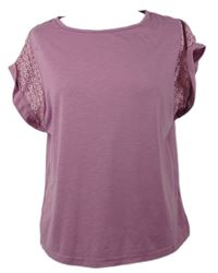 Dámske růžovofialové tričko s čipkou
