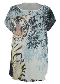 Dámske bielo-sivo-svetlomodré vzorované tričko s tigrom Dorothy Perkins