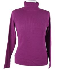 Dámský purpurový žebrovaný svetr s rolákem M&S