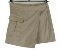 Dámska béžová semišová skort sukňa s vreckom Amisu