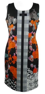 Dámské černo-červeno-bílé kostkované pouzdrové šaty  Canella 