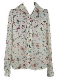 Dámská bílá šifonová halenka s motýlky George 