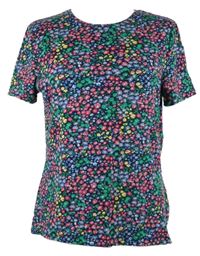 Dámské tmavomodro-barevné kytičkované tričko M&S